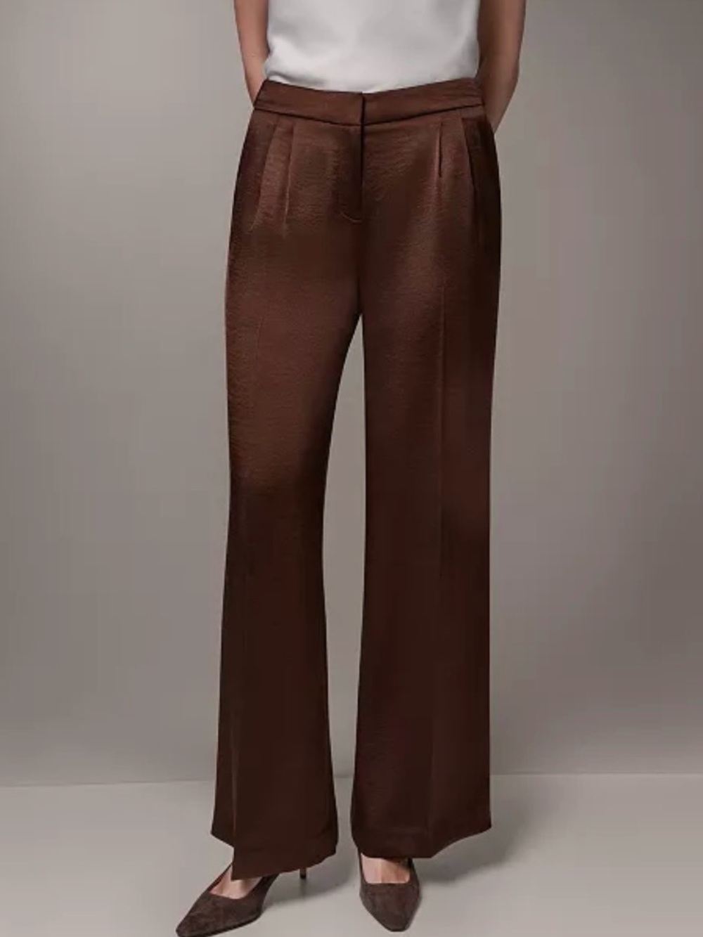 Donna Karan Brown Wide-Leg Dress Pants